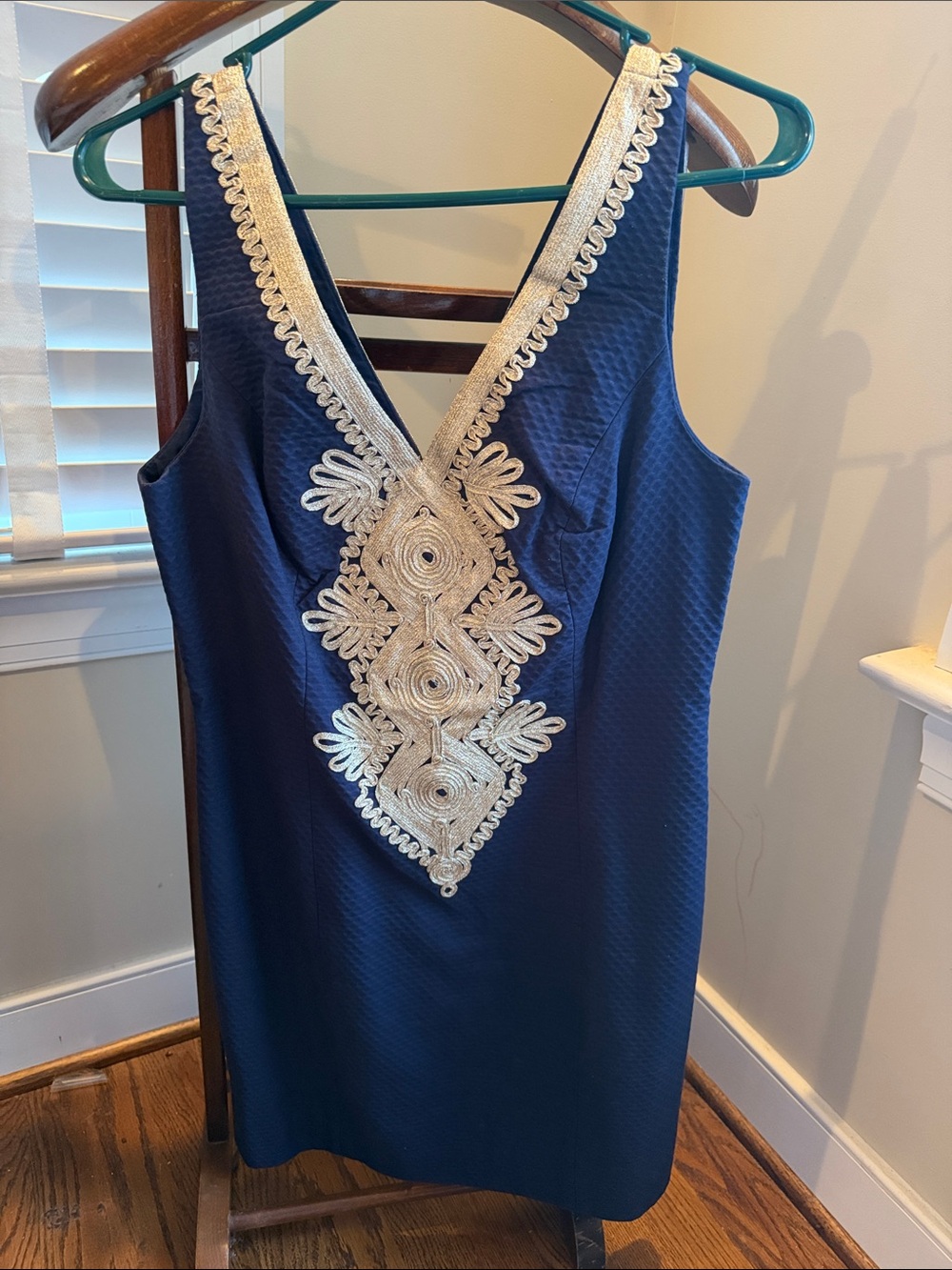 Lilly Pulitzer Navy Blue Tank Dress with Cream Embroidery